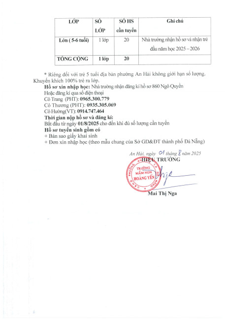 THONG BAO TUYEN SINH NAM HOC 2025 2026 page 0002