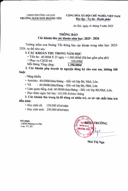 THONG BAO CAC KHOAN THU page 0001